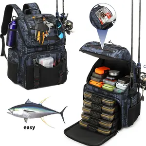 Angler’s Must-Have Camo Fishing Bag | Rod Holder & Spacious Tackle Organizer Spinning Reel Combo