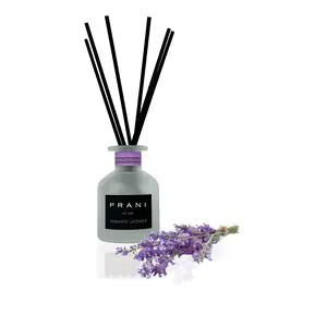 Prani Reed Diffuser Romantic Lavender 120 ml Frosted Glass Aroma Oil for Living Room Kitchen Bathroom Workspaces Calming Effects