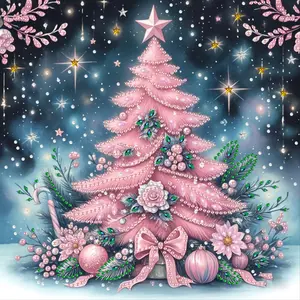5D DIY Christmas Tree Diamond Painting Kit, Irregular Shape Crystal Art Set, Holiday Gift, Home Decor, Wall Art Painting, 30x30cm Unframed
