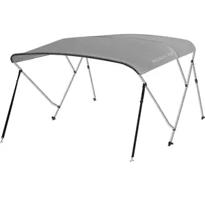 Paramount Sun Protection Marine-Grade Canvas Sun Shade,& Comfort 3 Bow Bimini Top for Boats – Marine-Grade Canvas Sun Shade, Mesh Sidewalls, 2 Removable UV-Blocking Curtains, Adjustable Rear Poles, 4 Windproof Ropes, Zippered Storage Boot