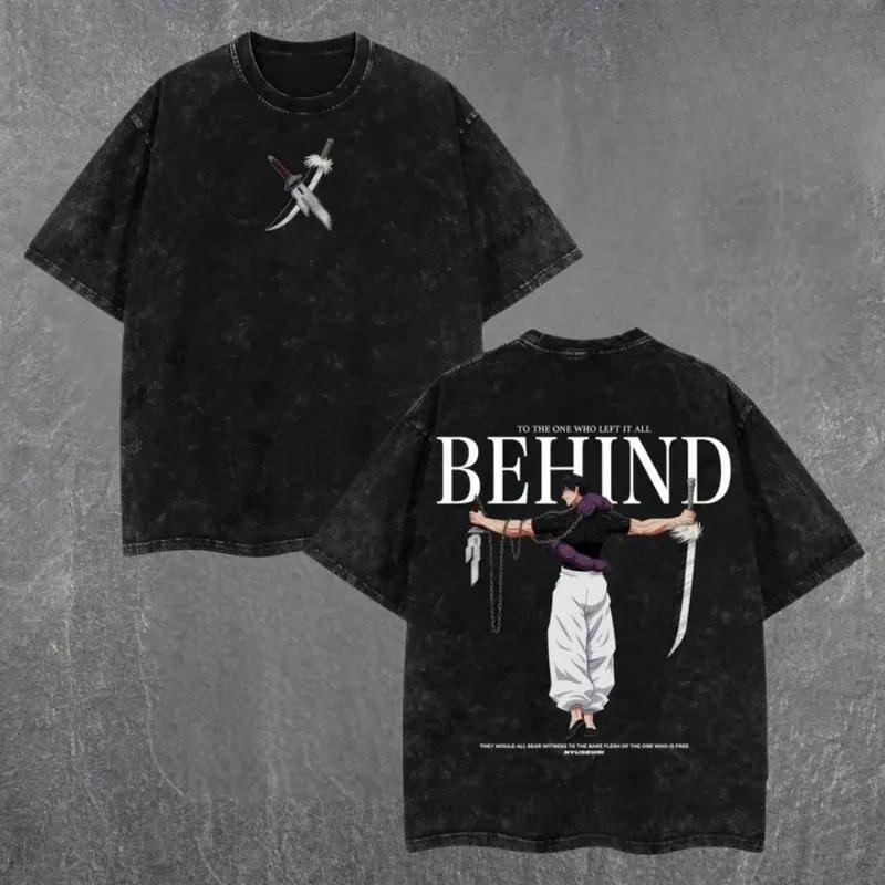 Retro Heavy Limited Toji X The one who left it all behind - Jujutsu Kaisen Anime Double Printed Vintage Oversized Washed Tee Unisex Oversize Anime Manga Washed Heavyweight Cotton T-shirt, Gift For Anime Fan, Anime Lover Jujutsu Kaisen anime merchandise