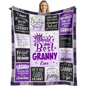 Granny Gifts Blanket 60"X50" - Granny Gifts from Grandchildren - Gift for Grannie on Mother's Day - Best Grannie Ever Gift - Grandma Birthday Present from Grandkids