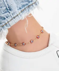 Barzel 18k Gold Plated Evil Eye Anklet Bracelet, 10 Inches, Tarnish Free, Waterproof - Made In Brazil