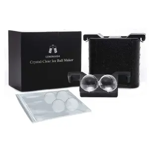 Premium Round Sphere Ice-Cube Maker Mold- 2 Crystal Clear Ice Cubes