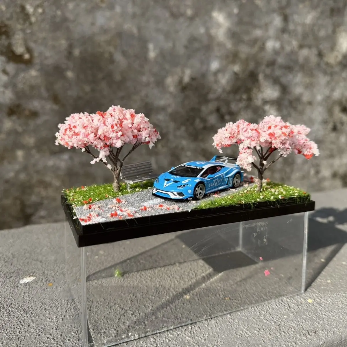 Sakura Themed Handmade 1:64 Scale Diorama Display Case For Diecast Car