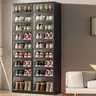 9-Tier Foldable Plastic Shoe Rack Organizer - Multilayer Display, Closet Storage, Dust-Free Access, 18-Pair Capacity, Collapsible Stackable Magnetic Design, 3-5 Min Installation, Compact Storage Organization for Tiny Spaces (For Families)