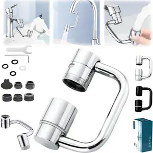 1440° Rotatable Faucet Aerator Extender - 2 Mode Spray, All-Angle Swivel Attachment for Kitchen & Bathroom Sinks (1PC)