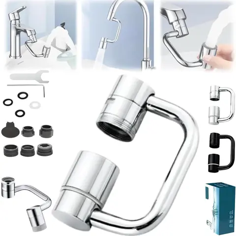 1pc Faucet Sprayer Attachment Aerator Extender - 1440° All-Angle Swivel, 2 Spray Modes Adjustable Nozzle, Splash-Proof Universal Waterfaucet Adapter, Water-Saving Leak-Proof High-Pressure Sink Extension, Easy-Install Home Supply for Kitchen,Bathroom Sinks