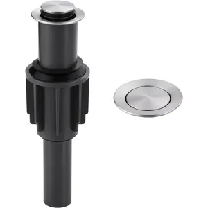 Pop Up Sink Drain Without Overflow, Bathroom Sink Drain Vessel Sink Stopper Pop Up Sink Drain Stopper, Pop Up Drain for Bathroom Sink Drain Strainer for Hair Catcher,Brushed Nickel