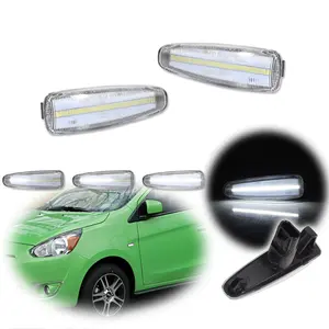 2pcs Sequential White LED Clear Side Marker lamps Lights For Mitsubishi Lancer Evo X Mirage,Replace OEM 8355A040, 8355A039, MI1185102, MI1184102