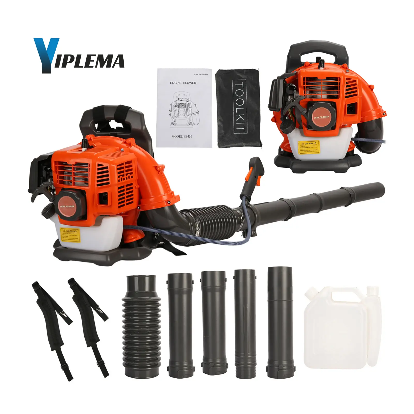 【Summerfinds】YIPLEMA 52CC 1.7-HP 2-Cycle Backpack Gas Leaf Blower, 550-CFM 230-MPH Powerful Leaf Blowing Tool, 17.4 lbs with 2 x Straps & Accessories Set, Ideal for Outdoor Users, Dad Gift