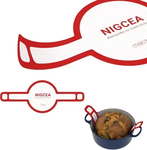 Silicone Bread Sling Sourdough Silicone Baking Mat for Dutch Oven, Long Handles Non-stick 8.3 Inch, 536º F/ 280º C, Red Sourdough Bread Baking Supplies