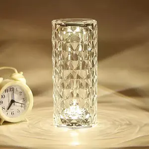 LED Romantic Crystal Rose Table Lamp,Bedroom Bedside Table Lamp,16 Color Light Remote Control, Touch Control Bedside Lamp, RGB LED Night Light, Dimmable,Can Be Used for Bedroom, Christmas Decoration, Valentine's Day Gifts,Wedding Decoration
