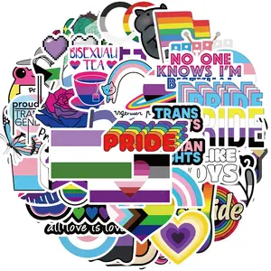 LGBTQ+ Pride Sticker, 50pcs/set Colorful Mixed Pride Sticker, Gay Sticker Bulk for Trans Bi Lesbian, Mixed Pride Sticker for Helmet Laptop