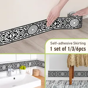 Retro Style Pattern Stickers, Self-Adhesive Baseboard Decorations, Easy Install Multi-Pack, Home Corner Refurbishment