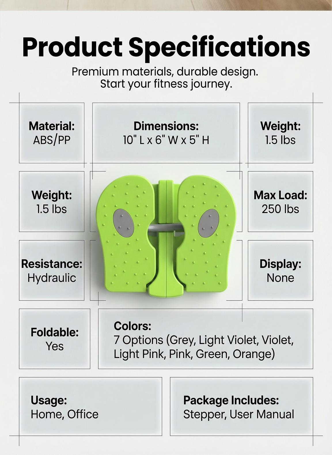 Magic BB Mini steppers for exercise at home,Portable Exercise Stepper Machine for Leg Training, Foldable Leg trainer For calves, ankles, knees,fitness equipment for use while sitting - with anti-slip mat.