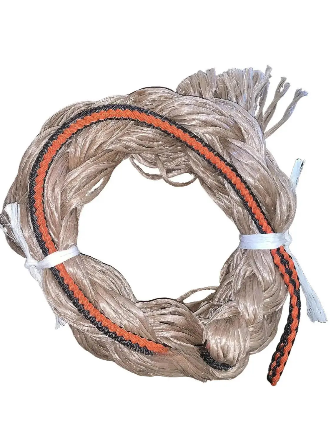 Adult Saddle Bronc Reins Extra Soft Black & Orange Cord on Tan Poly 6' Tack Paracord Neck Bronc Rein
