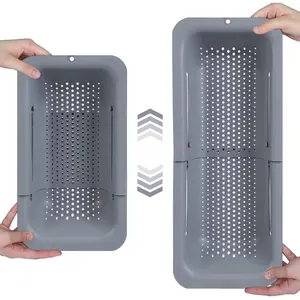 Over the Sink Colander Strainer Basket - Wash Vegetables and Fruits, Drain Cooked Pasta and Dry Dishes - Extendable - New Home Kitchen Essentials
