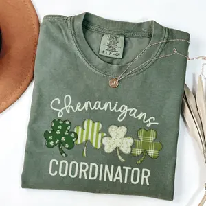 St Patricks Day Mom Shirt: Comfort Colors Saint Paddys Funny Mama TShirt, St Pattys Sweatshirt, Irish Hoodie, Shenanigans Coordinator