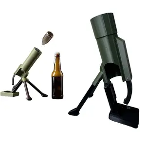 Mortar Beer Bottle Opener, 51mm Heavy-Duty Tactical Cap Launcher, Funny Hands-Free Push Down Bottle Opener, Beverage Opener, Home Party Bar Desk Decor