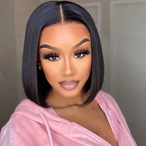 Tinashe Human Hair Pre-Bleached Knots Wear & Go Straight Bob Wig Pre-Cut 6×5 HD Lace Glueless Wig Lace Closure Wig