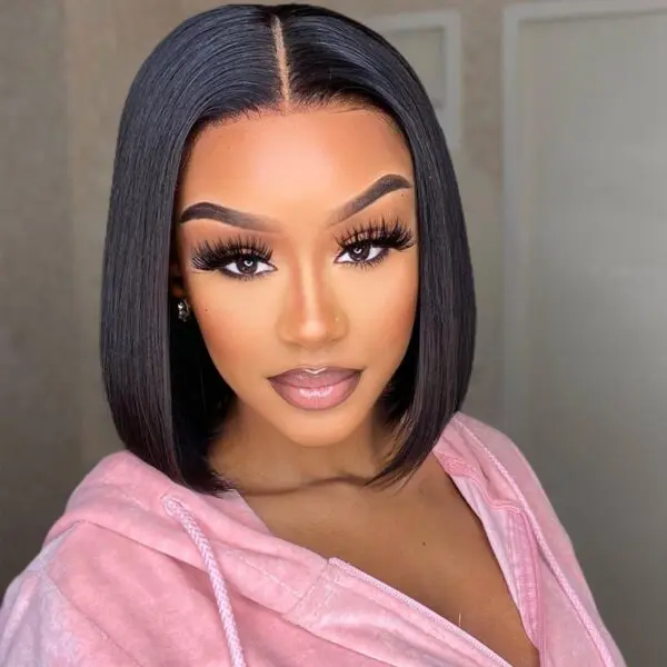 Tinashe Human Hair Pre-Bleached Knots Wear & Go Straight Bob Wig Pre-Cut 6×5 HD Lace Glueless Wig Lace Closure Wig