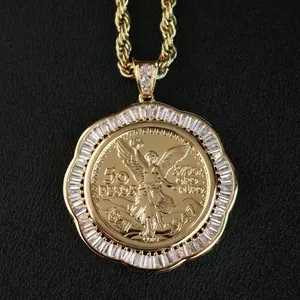 Bubble Baguette Bezel Centenario Pendant - Gold