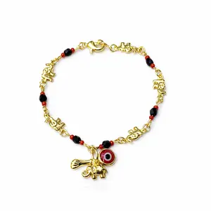 Didiray 14k Gold Plated Classic Bracelet with Durable Metal Plating  Elephant Eye and Hand Charms for Everyday Wear