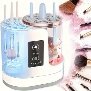 3-in-1 Electric Makeup Brush Cleaner, Automatic Clean & Dry Machine with Storage Rack, USB Portable Brush organizer, Cleans 3 Brushes At Once for Eyeshadow & Blush
