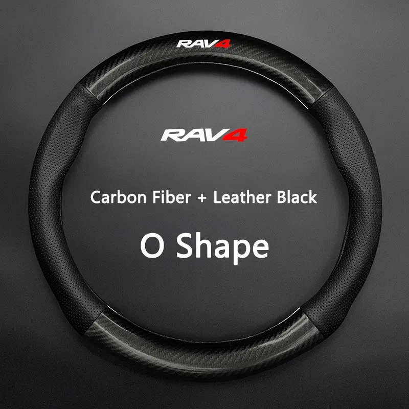 38CM Carbon Fiber Car Steering Wheel Cover Breathable Anti Slip Cover Car Accessories For Toyota RAV4 Corolla Camry CHR Yaris Prius Prado Auris Avensis Hilux