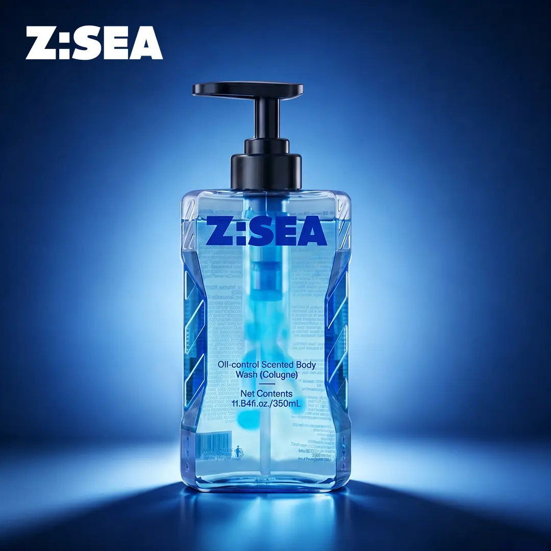 Z:SEA Men's Body Cleanser with Scent Release Chamber for 72-Hour Cologne Scent - Deep Cleansing, Oil Control & Acne Care for Gym & Work, 11.84 fl oz Bottle, Scented, Body Wash & Soap, Long Lasting Cologne Fragrance, Youth, Adults, Fresh And Clean