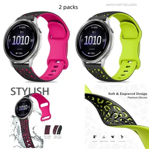 18mm silicone strap color sports silicone strap compatible with Garmin Venu 4/3/45MM/41MM Garmin Vivoactive 4S/Venu 3S/Venu 2S/Vivomove 3S/Forerunner 255S/Forerunner 265S, Soft sports strap, suitable for women and men, 22mm sports strap 2 packs