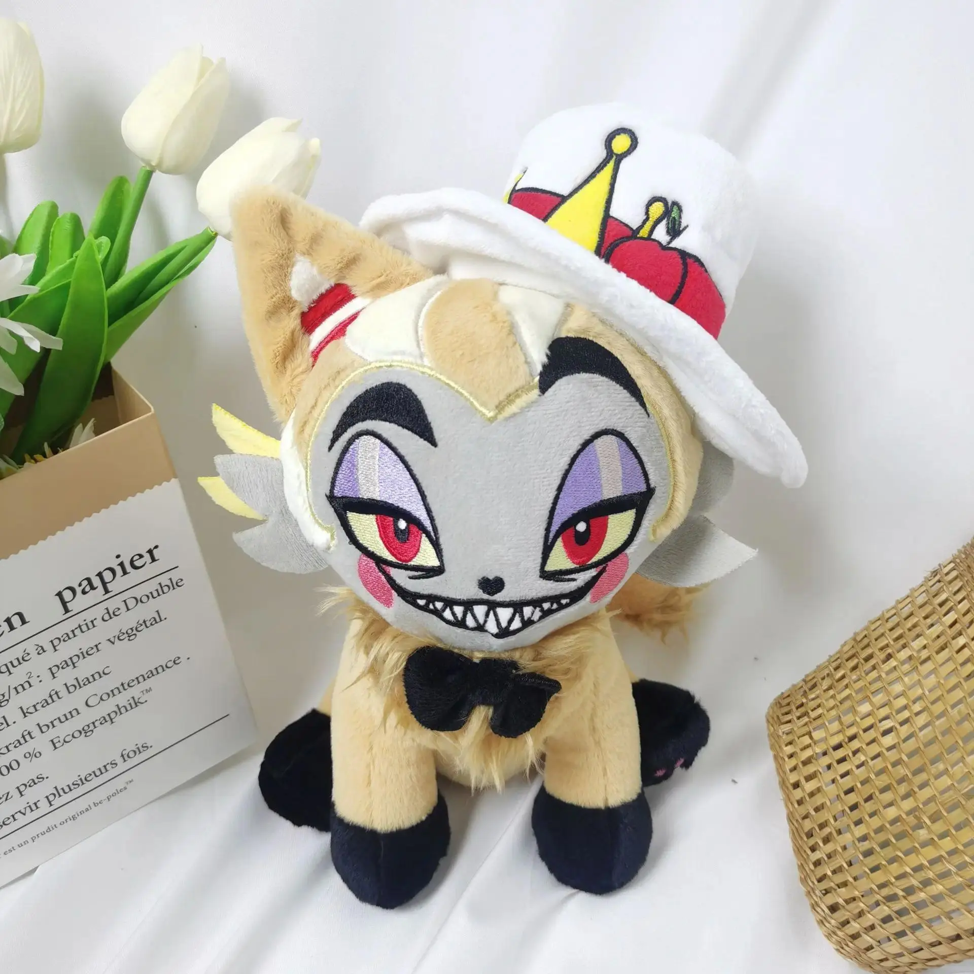 28cm Hazbin Lucifer Morningstar Plushie Toys Cartoon Stuffed Figure Hotel Egg Boiz Plush Toys Decorative Doll Fans Holiday Gifts