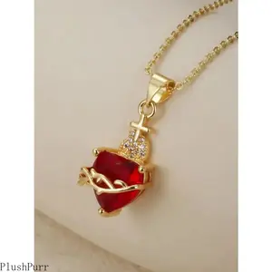 Vintage Heart-Shaped Cross & Zircon Pendant Necklace — Stylish and Elegant Women's Jewelry. Featuring a heart-shaped design, this piece is suitable for both men and women, symbolizing luck and friendship.