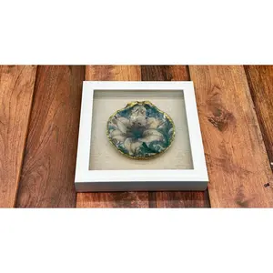 Decoupaged Scallop Shell White Shadow Box Wall Art