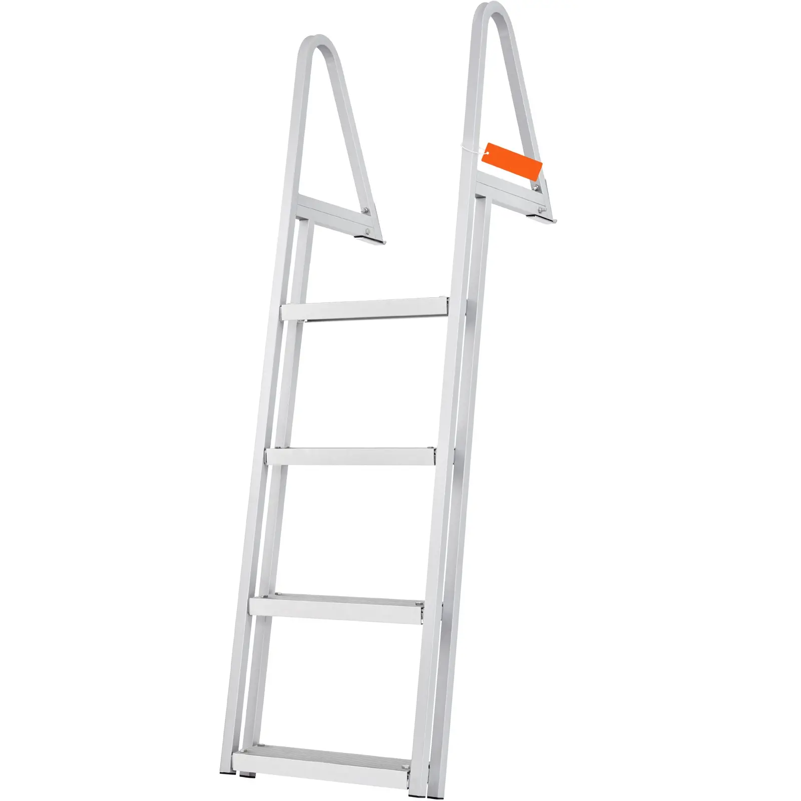 Dock Ladder, Removable 4 Steps, 350 lbs Load Capacity, Aluminum Alloy Pontoon Boat Ladder with 4'' Wide Step & Nonslip Rubber Mat, Easy to Install for Ship/Lake/Pool/Marine Boarding