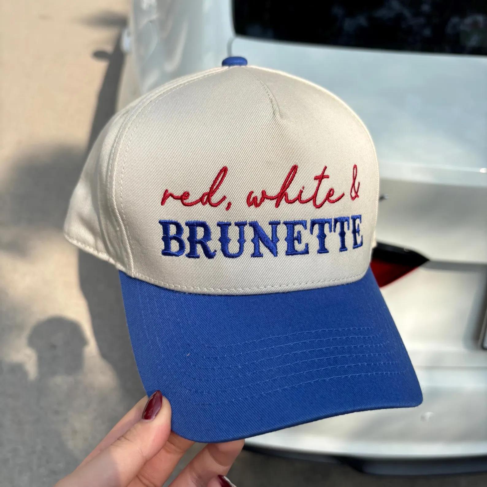 Red White & Brunette Hat - Funny 4th of July Patriotic Snapback, Vintage Country Concert Summer Beach Cap,Summerwins Independence Day America Style Party Gift for Her trucker woman usa Fashion Hats Red White & Brunette Hat - Funny 4th of July Patriotic Snapback, Vintage Country Concert Summer Beach Cap,Summerwins Independence Day America Style Party Gift for Her trucker woman usa Fashion Hats