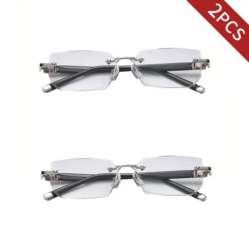 2-Pack Gradient Frameless Reading Glasses | Diamond Cut Edge + Anti-Blue Light HD Vision