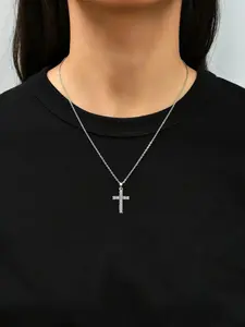 Rhinestone Cross Pendant Necklace for Women & Girls, Fashion Jewelry for Party, Daily Clothing Decor, Dainty Cross Necklace, Trendy All-match & Exquisite Jewelry for Birthday Gift