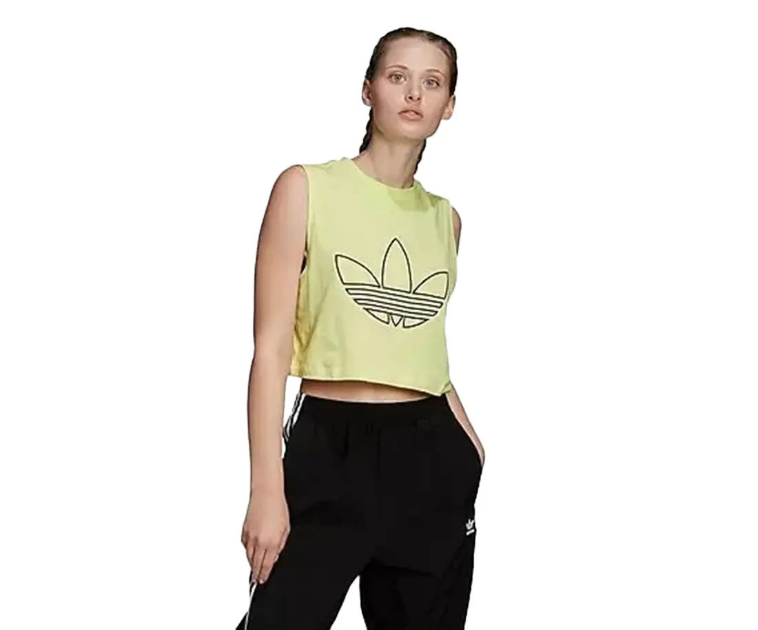 Adidas Originals Women's Fitted Crop Tank Top, Sleeveless Round Neck Active Top for Workouts or Casual Wear, Tops
