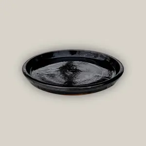 6135H34 - Round | Shiny Black - Ceramic Clay Pot Saucers (8"-24")