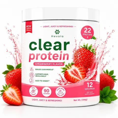 Clear Protein Powder Strawberry Flavor 22g Protein, Clear Whey Isolate with Collagen, Zero Sugar, 90 Calories, Light & Refreshing Hydration Drink Mix for Workout Recovery & Daily Fitness Support