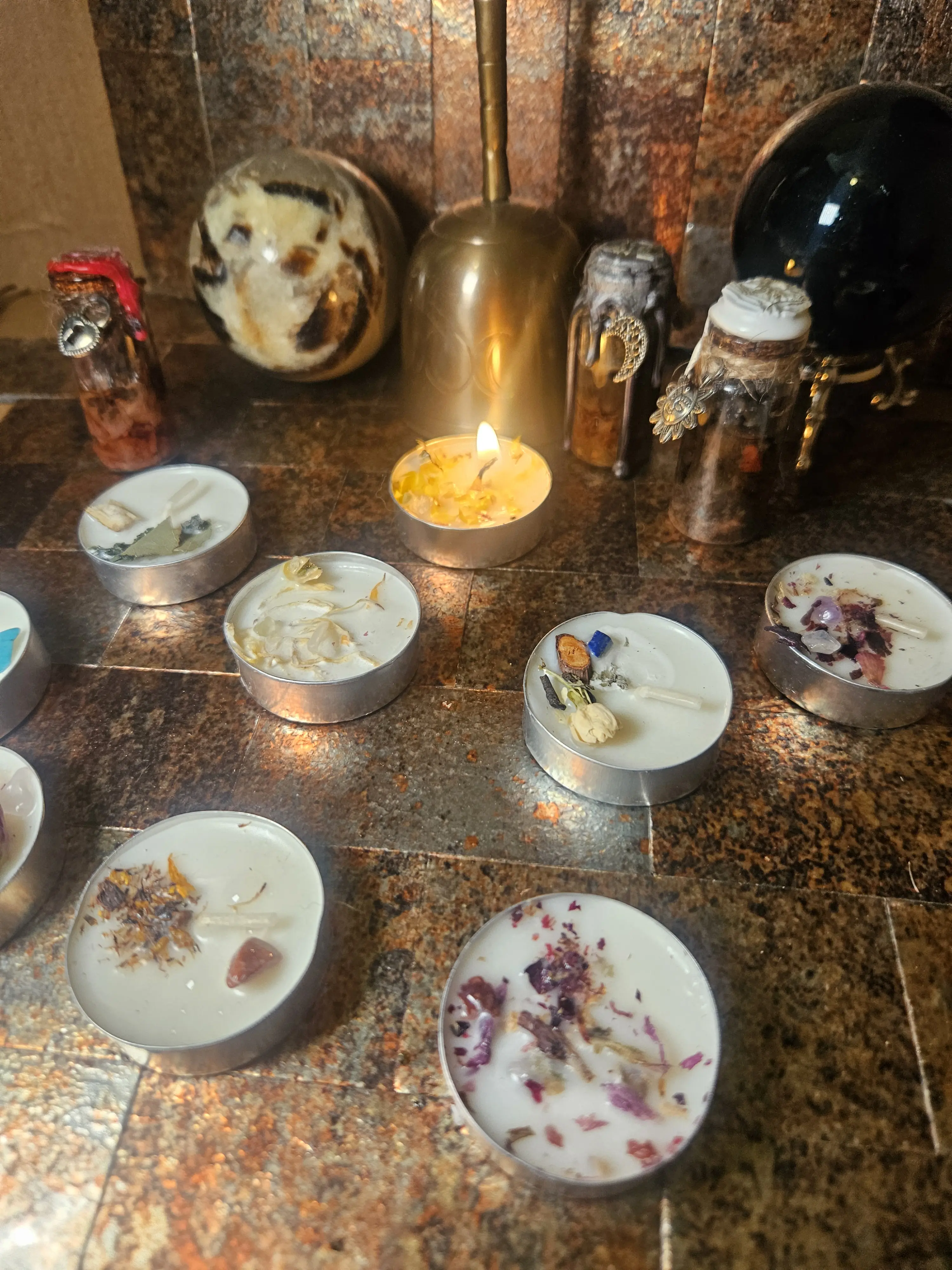 Enchanted Tea Light Collection - Intuitivly Picked - Handmade Botanical Tea Lights (Set of 12) - RheaBlue Creations Candle Cozy