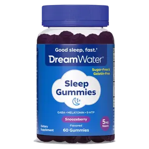 Dream Water Snoozeberry Natural Sleep Gummies with Pectin – Melatonin Sleep Aid for Adults – Restful & Better Sleep Support, Gummies, Bedtime Relaxation & Calm – Sugar-Free Easy Chew Nighttime Sleep Supplement (60 Gummies)