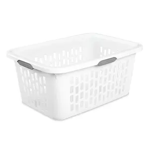 Sterilite Laundry Basket, 2 Bushel Plastic Hamper with Handles, White, 24 Pack