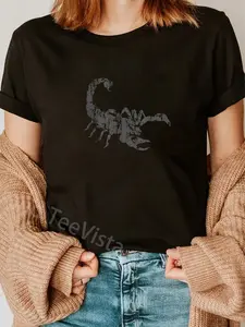 100% Cotton Unisex Scorpion Vintage Design Distressed Scorpion Print T-Shirt Graphic Printed Vintage Casual Tshirt