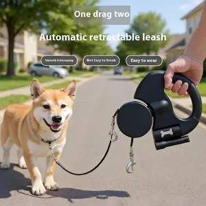 Premium 2-in-1 Retractable Dog Leash for Small to Medium Breeds Smooth Telescoping Design Automatic Retractable for Daily Walks & Outdoor Adventures swivel head Dual-Head Pet Leash Double Leash with Self-Shrinking Feature Long  Retractable Pet Leash