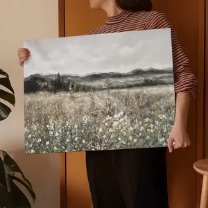 SHENIFY Vintage Landscape Framed Canvas Wall Art Prairie in Full Bloom Classic Painting Modern Farmhouse Bathroom Office Decor