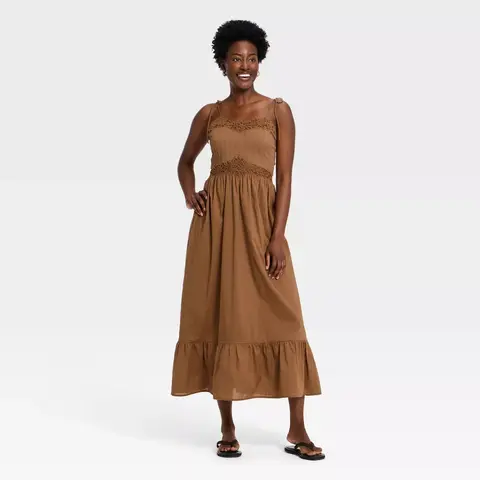 Women's Lace Cami Midi A-Line Dress - Universal