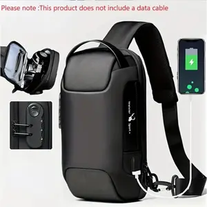 Multifunctional Sports Motorcycle Bag with USB Port, Password Crossbody Bag, Large Capacity, Single Shoulder Strap, Men's Fashion Accessory, Versatile Bag